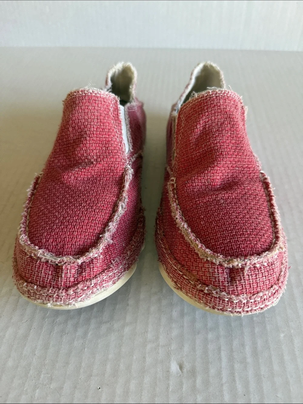 Tony Lama Lipstick Pink Canvas Slip On Shoes